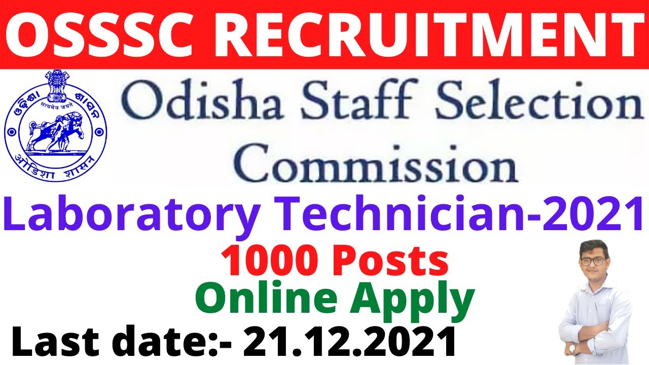 OSSSC 1000 Recruitment Laboratory Technician2021Odisha government