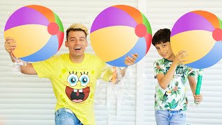 Jason and Alex play soccer win challenge for kids