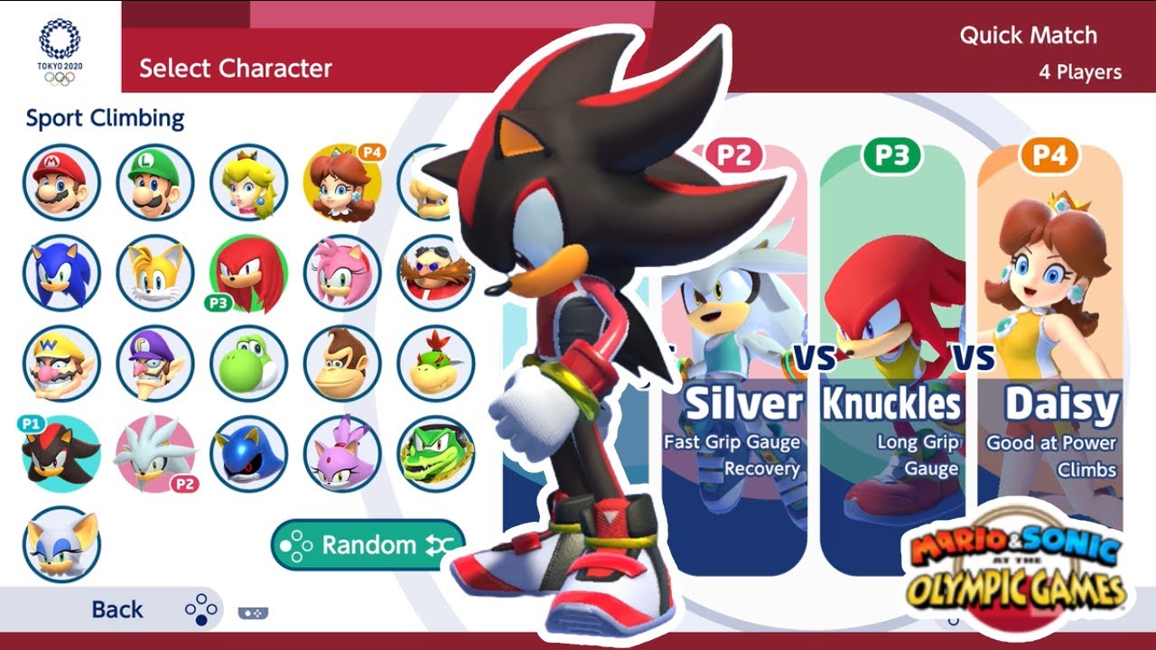 Mario & Sonic at  Tokyo 2020 : Gameplay (4 Players) Shadow VS Silver VS Knuckle VS Daisy