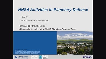 DOE NNSA SSGF 2015: NNSA Activities in Planetary Defense