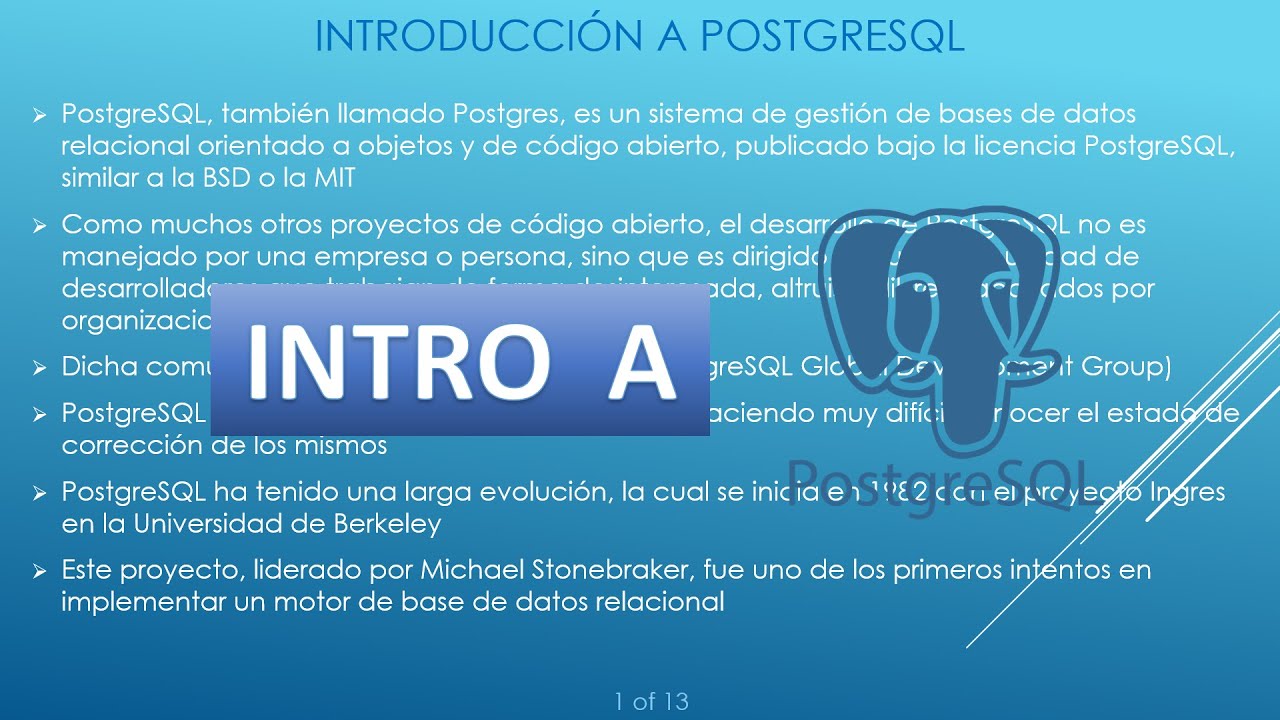 Introducción a PostgreSQL - YouTube