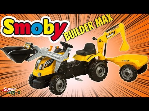 Smoby - Tracteur Builder Max & Remorque - Tracto…