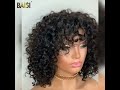 Baisi hair fr perruque boucl deep wave avec frange