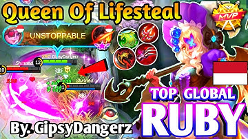 Ruby Unstoppable Queen Of Lifesteal War Axe Assassin Build !! [ Top Global Ruby ] ~ Mobile Legends
