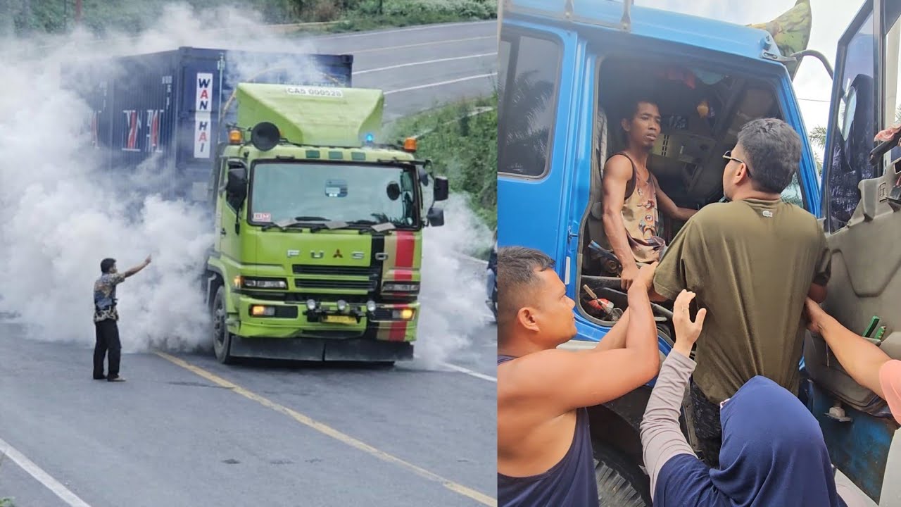 Insiden Truck Trailer Gagal Menanjak Di Bukit Kodok.Supir Truck Vs Supir Minibus Hampir Adu Jotos..!