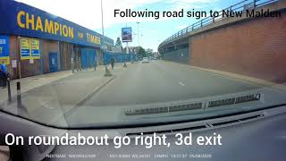 Shannon corner roundabout turning from Beverley Way towards New Malden