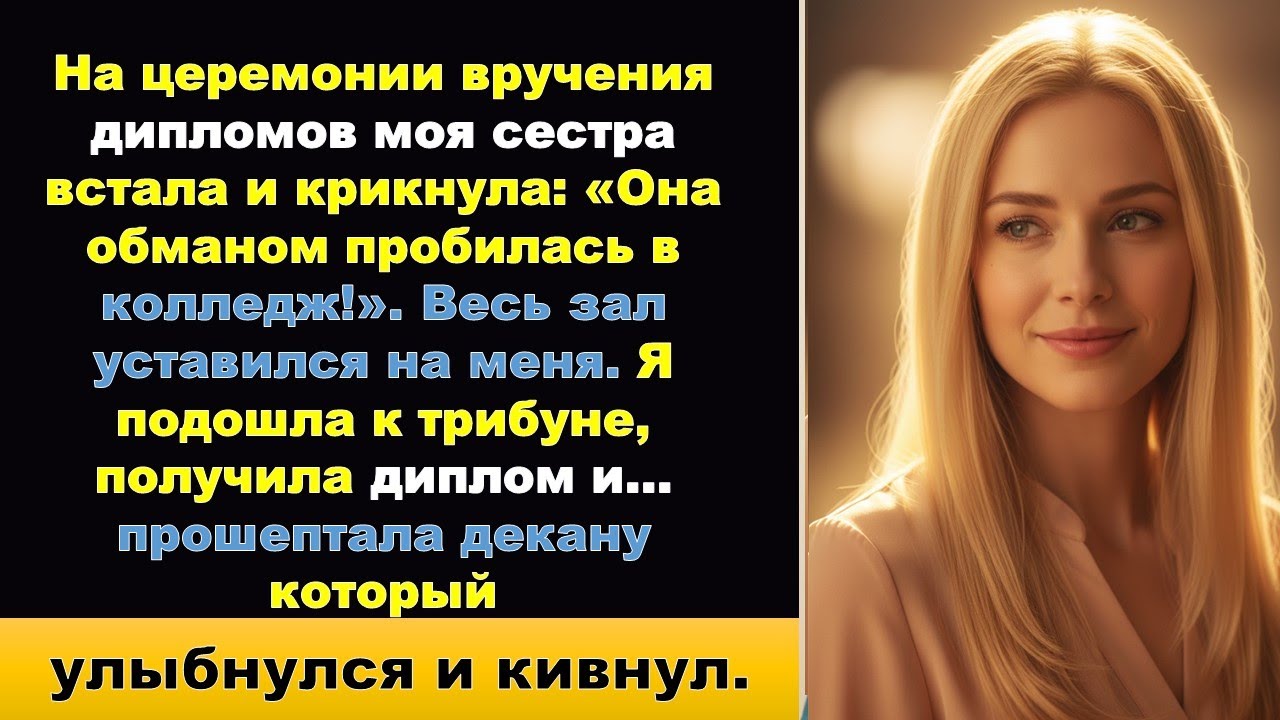 На моей выпускной церемонии моя сестра встала и крикнула: «Я списала!». Зал замер, когда я шла к...