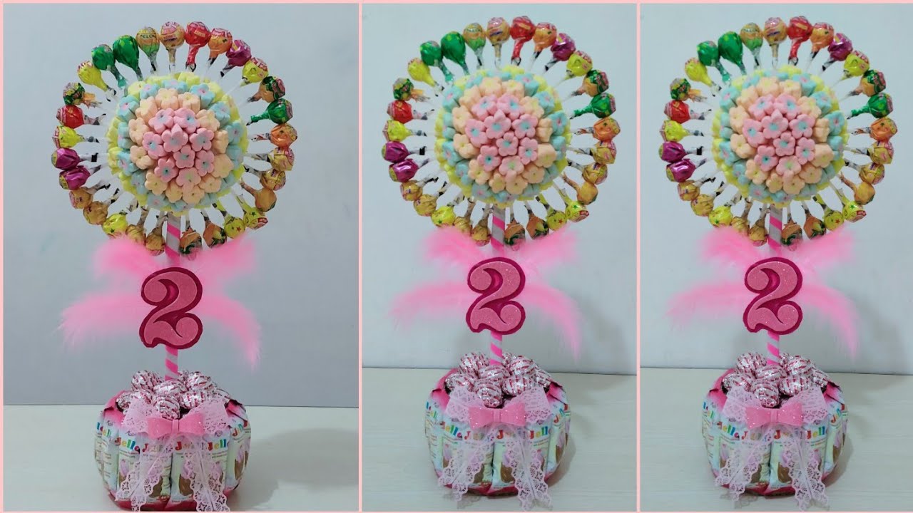 2 in 1 LOLLIPOP and MARSHMALLOWS FLOWER | TABLE CENTERPIECE | LOLLIPOP WHEEL