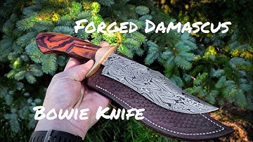 Forging a Multi Bar Twist Damascus Bowie Knife (Full Build)