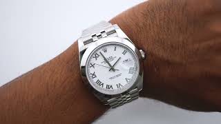 Rolex 126300 Datejust 41 Mm Smooth Bezel White Roman Dial Jubilee Bracelet Complete Set 2024