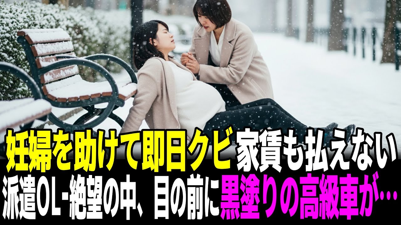 妊婦を助けて即日クビ、家賃も払えない派遣OLー絶望の中、目の前に黒塗りの高級車が…