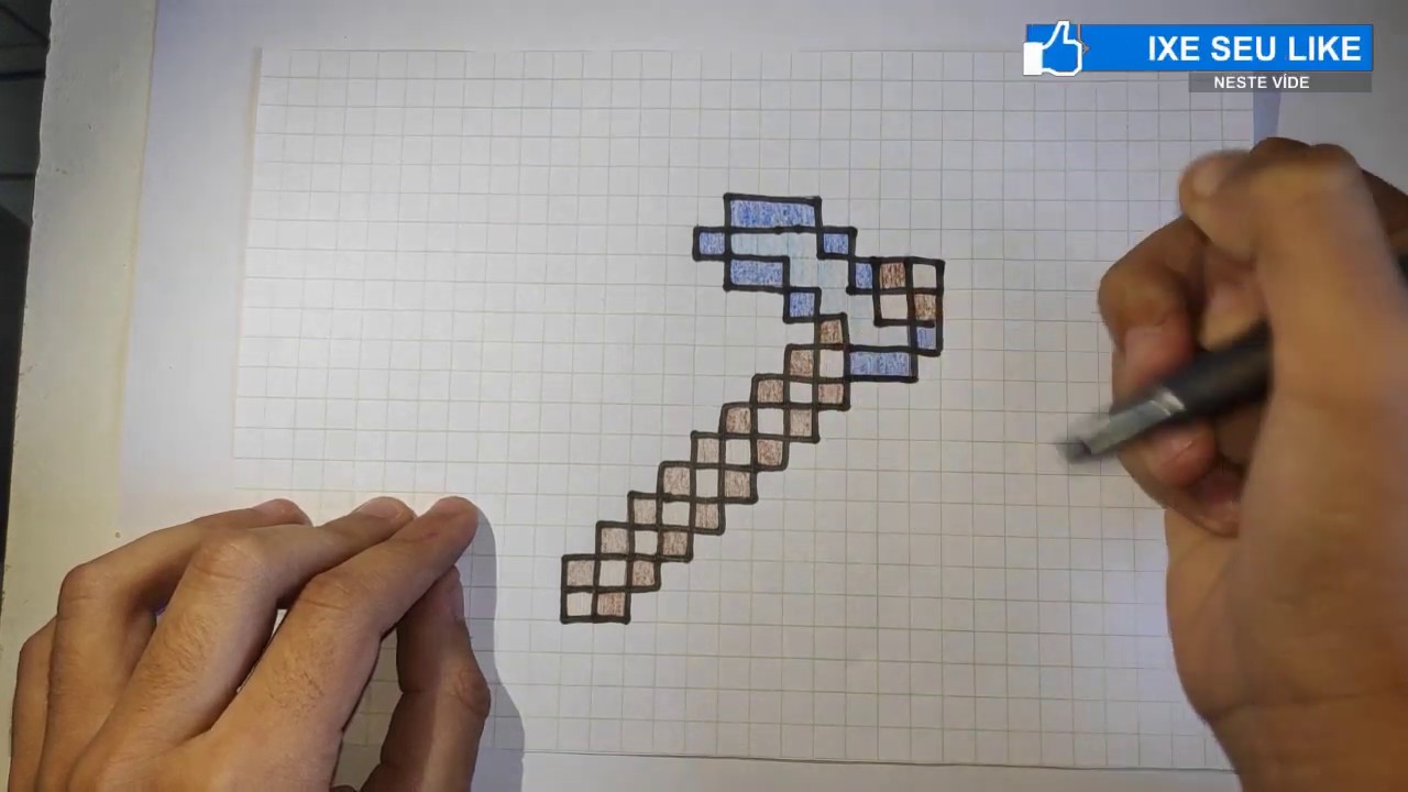 COMO DESENHAR A ENXADA DO MINECRAFT / How to draw the Minecraft Hoe ...