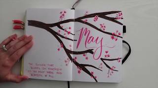PLAN WITH ME | May Bullet Journal Set Up Cherry Blossom Theme + Lesson Planning Page Set Up