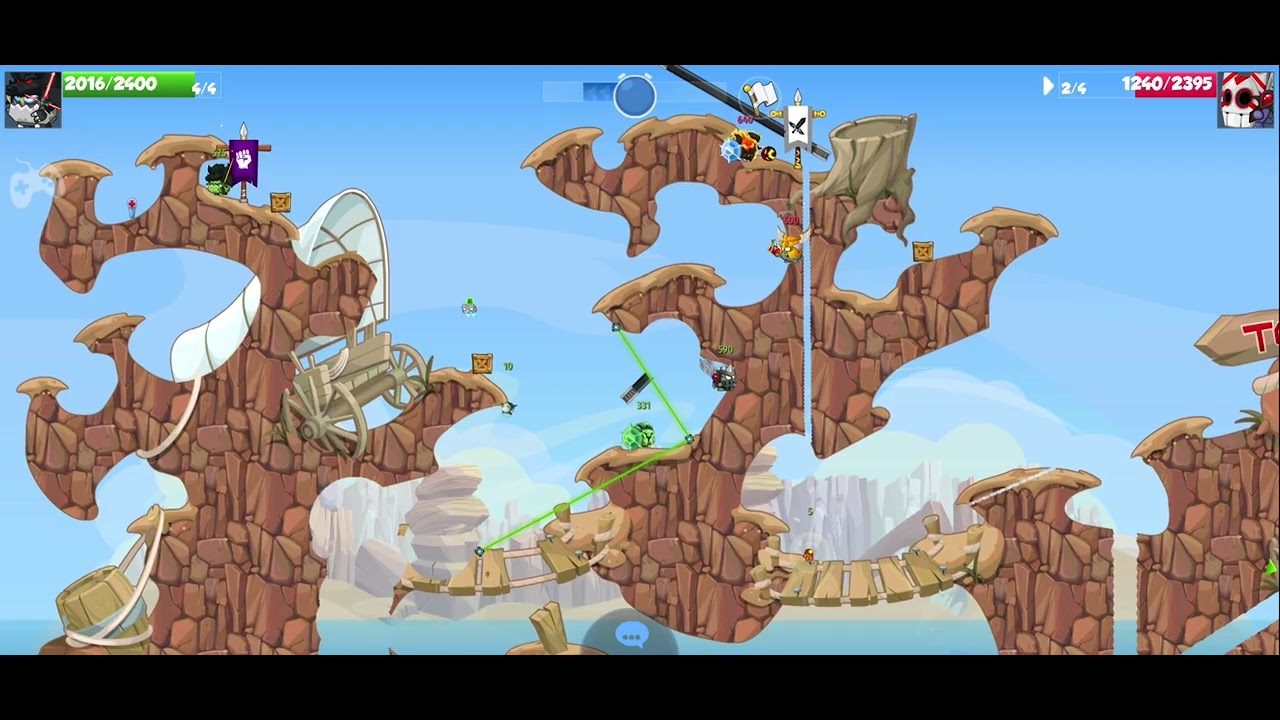 Wormix mobile,бой в 4 персонаж быстрый 