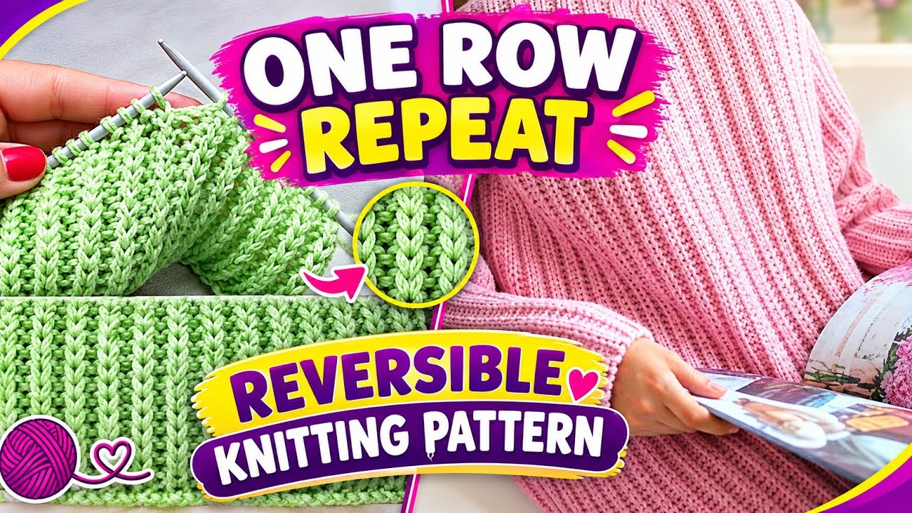 リリパットレーン57☆KNIT ONE, PURL ONE Easy One Row Reversible Knitting pattern. - YouTube
