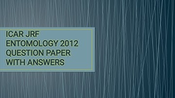 ICAR JRF ENTOMOLOGY 2012 QUESTION PAPER WITH ANSWERS