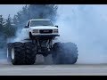 Big Engine Monster Trucks Burnout Running and Sound