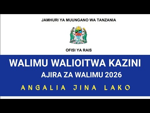 Ajira Za Walimu 2026 Walimu Walioitwa Kazini Leo Orodha Ya Majina Yote Hii Hapa 