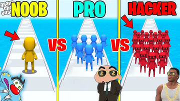 NOOV vs PRO vs HACKER in CROWD CITY with SHINCHAN CHOP & OGGY!