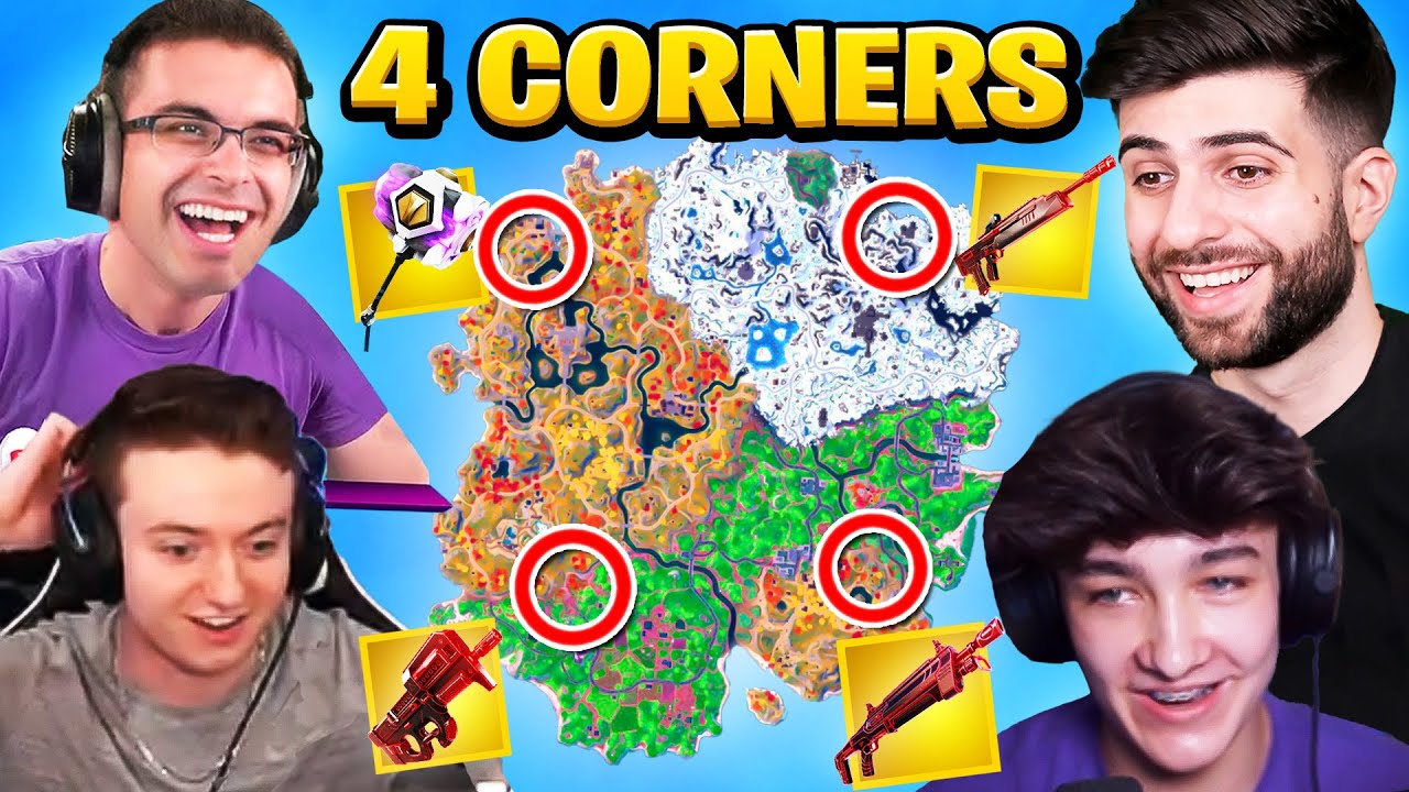 The 4 CORNER *ALL EXOTICS* Challenge in Fortnite Chapter 4!