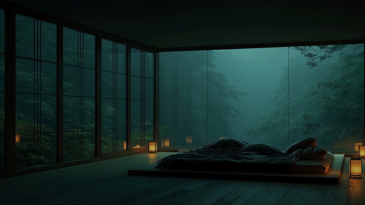 Midnight Rainstorm in a Cozy Cabin 🌙 Thunder & Rain Sounds for Sleep