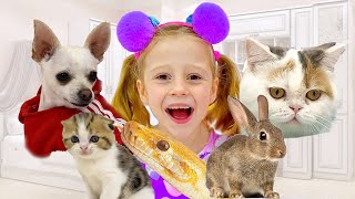 Nastya and all the animals in her house