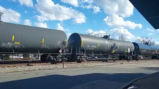 Canadian National EMD locomotives leading this Northbound empty ethanol tanker train on track one