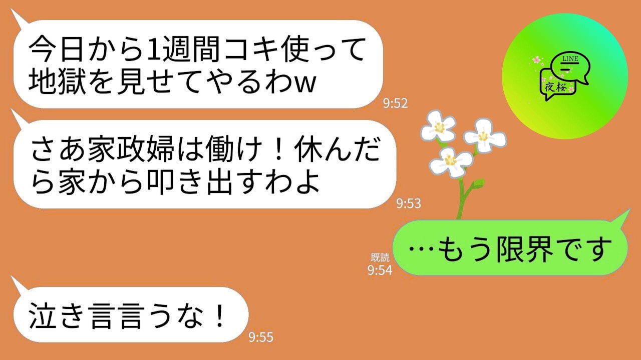 【LINE】義実家へ年末に帰省時に家政婦扱いされる私…義両親「家政婦は休まず動け！仕事しないなら出てけ！」→我慢の限界の私が離婚届を置いて永遠に縁を切った結果www
