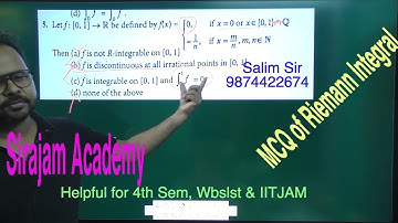 MCQ of Riemann integral | Helpful For 4th Semester | WBSSC | IIT JAM | Salim Sir | Real Analysis