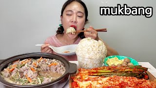 눈이 팅팅 부었어요👀 뚝배기불고기 매운실비김치 실비파김치 쪼끔 집밥 먹방 Korean Food Beef Bulgogi& Spicy Kimchi Mukbang eating show