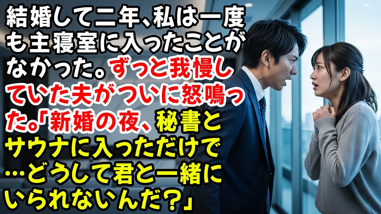 結婚して二年、私は一度も主寝室に入ったことがなかった。ずっと我慢していた夫がついに怒鳴った。「新婚の夜、秘書とサウナに入っただけで…どうして君と一緒にいられないんだ？」