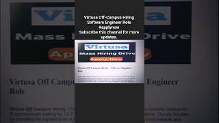 Virtusa Recruitment 2026 for Freshers | Software Engineer Job #job #jobsearch #freshers #trending