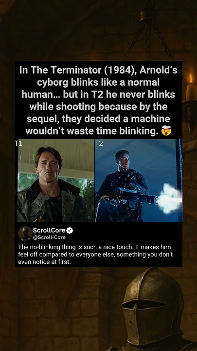 In The Terminator (1984), Arnold’s cyborg blinks like a normal human
