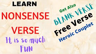 FORMS OF POETRY | BLANK VERSE | FREE VERSE | NONSENSE VERSE | HEROIC COUPLET | DIFFERENCE OF VERSES