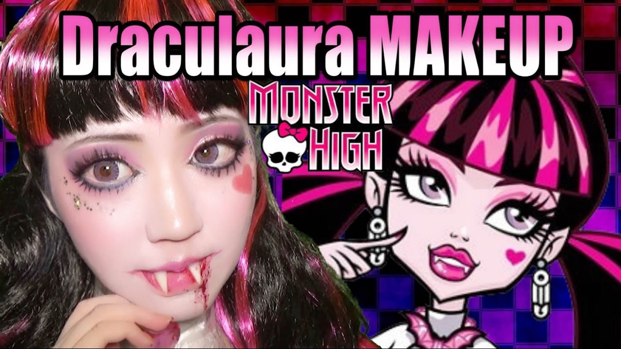 ドラキュローラ風ヴァンパイアハロウィンメイク/ガールズメーカーでデカ目二重の作り方/Monster High Draculaura Makeup  HalloweenMake