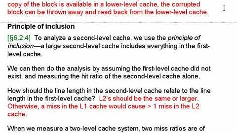 Lecture 10d. Multilevel caches and the principle of inclusion
