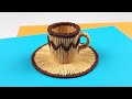 Matchstick art and craft ideas  new design diy matchstick teacup