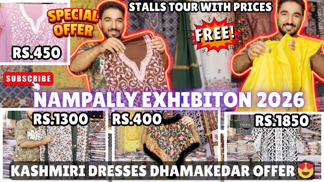 KASHMIRI DRESSES DHAMAKEDAR OFFER 😍| FREE SUIT | STALL TOUR WITH PRICES #fyp #exhibition #viral #new