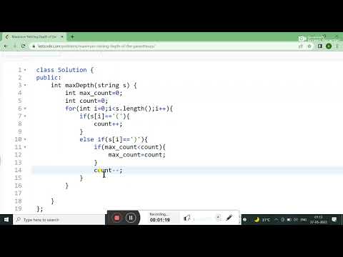 1614.  Maximum Nesting Depth of the Parentheses || LEETCODE SOLUTION || IN C++ || DS AND ALGO