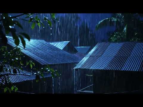 Heavy Rainfall on Tin Roof 🌧️ Peaceful Sleep Sounds Deeply