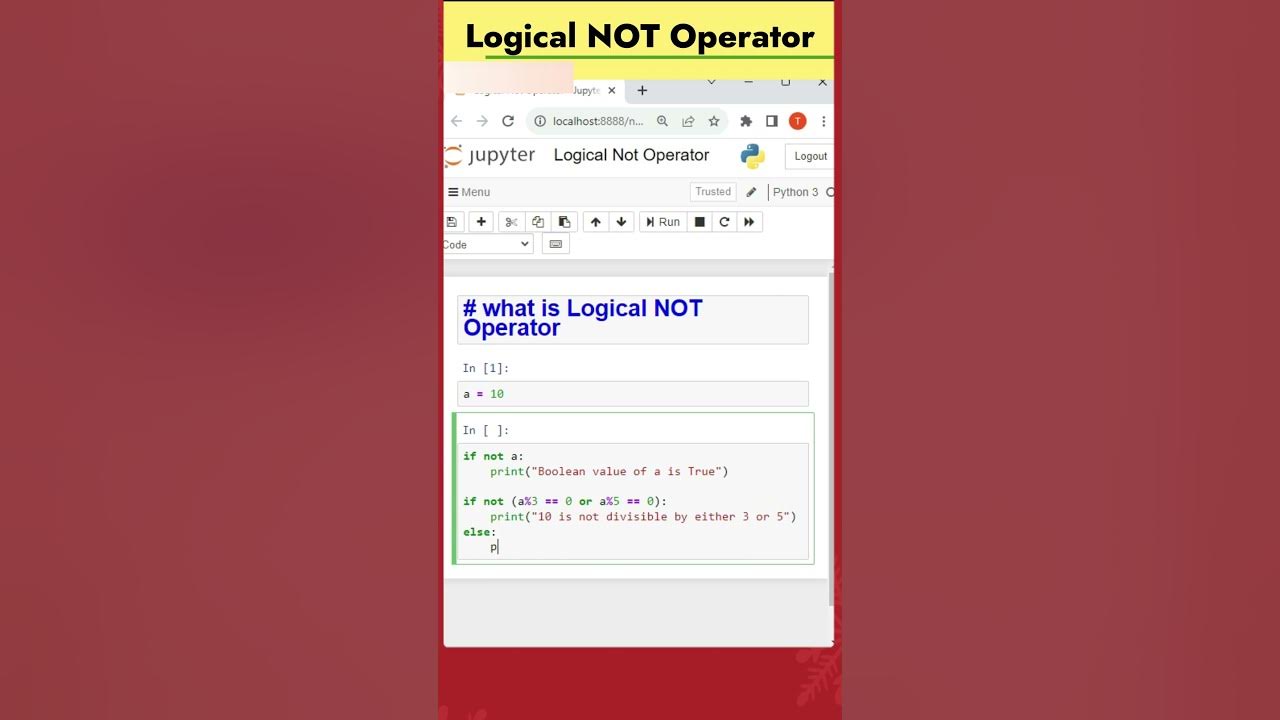 9 - Logical NOT Operator | Logical Operators | Python Coding - YouTube