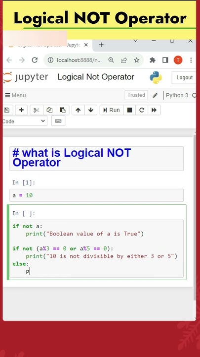 9 - Logical NOT Operator | Logical Operators | Python Coding - YouTube