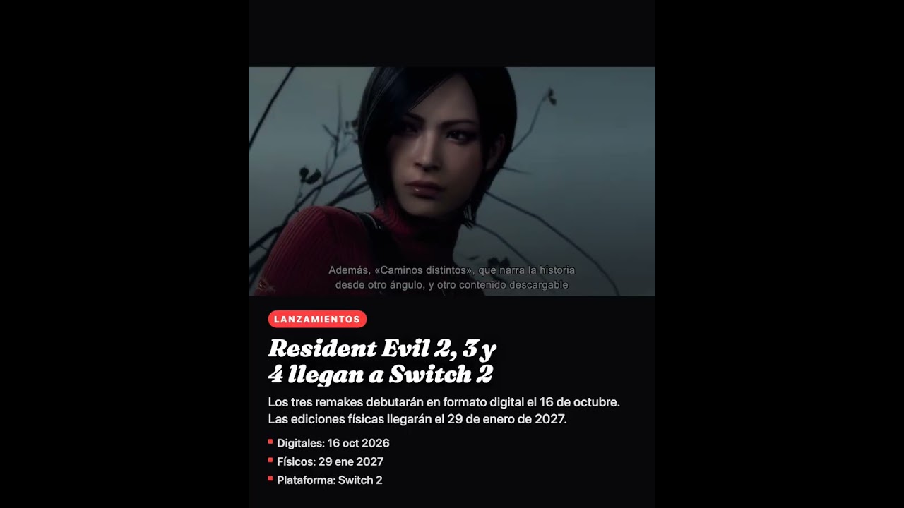 Resident Evil 2, 3 y 4 llegan a Switch 2