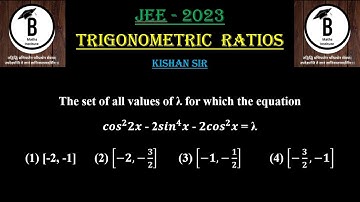 The set of all values of λ for which the equation 〖𝒄𝒐𝒔〗^𝟐 𝟐𝒙 - 2〖𝒔𝒊𝒏〗^𝟒 𝒙 - 〖𝟐𝒄𝒐𝒔〗^𝟐 𝒙 = λ(1) [-2, -