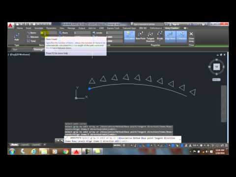 AutoCAD I  12-17 Path Array   Divide Path Method