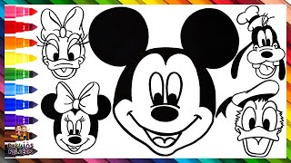 Dibuja y Colorea A Mickey Mouse Y Sus Amigos ⚫⚫❤ Dibujos Para Niños