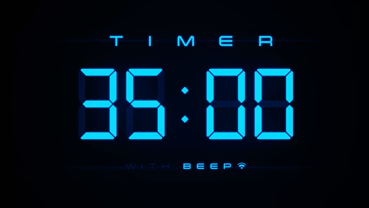 35 Minute Countdown Timer ⏱ Digital Blue Clock with Beeps 💙