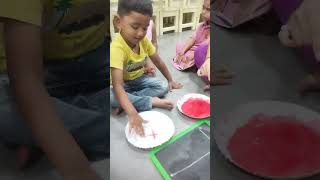 Drawing standing line by girls in nursery kalpavruksha