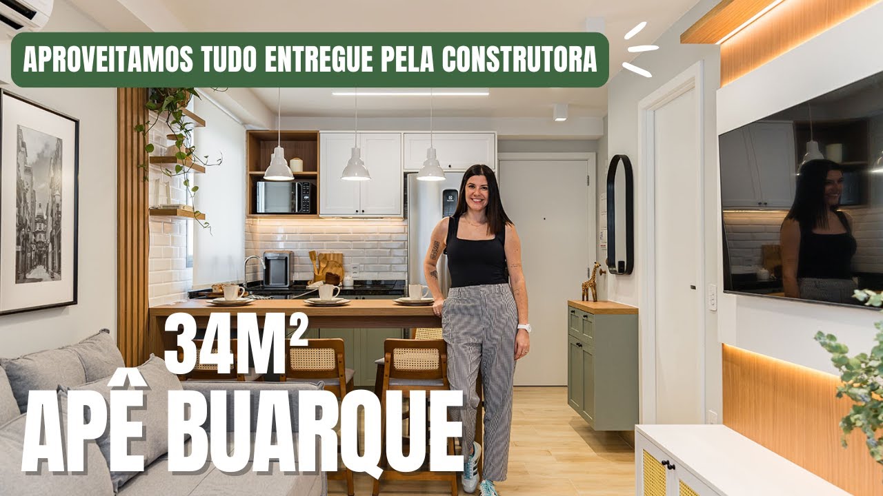 TOUR APARTAMENTO 34M | APROVEITAMOS TUDO DA CONSTRUTORA