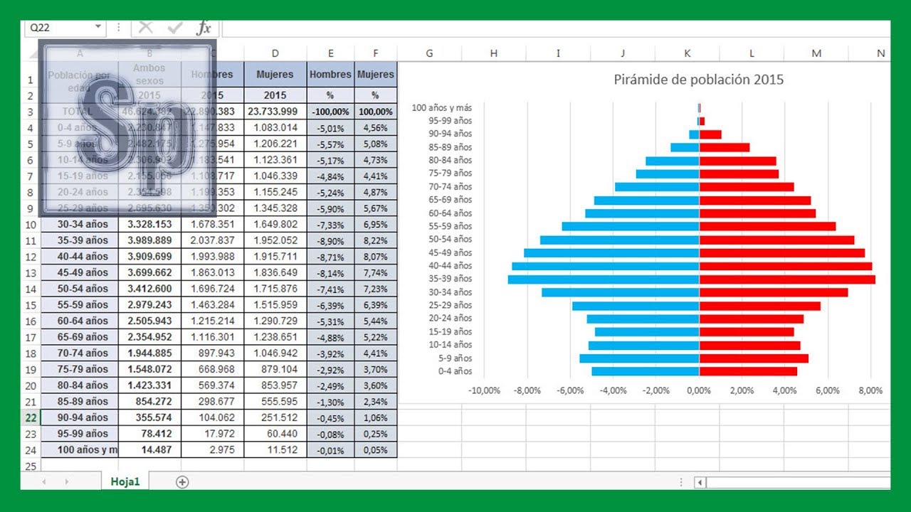 Resultado de imagen de piramide de poblacion con excel